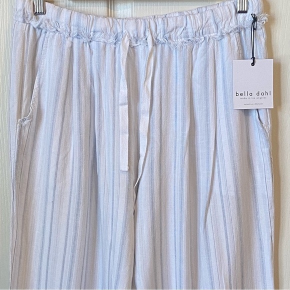 Bella Dahl Linen Blend Folded Pocket Pant in Navy and White Stripes Medium NWT - Picture 6 of 11